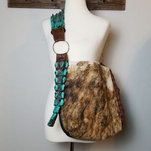 Cowhide and alligator purse